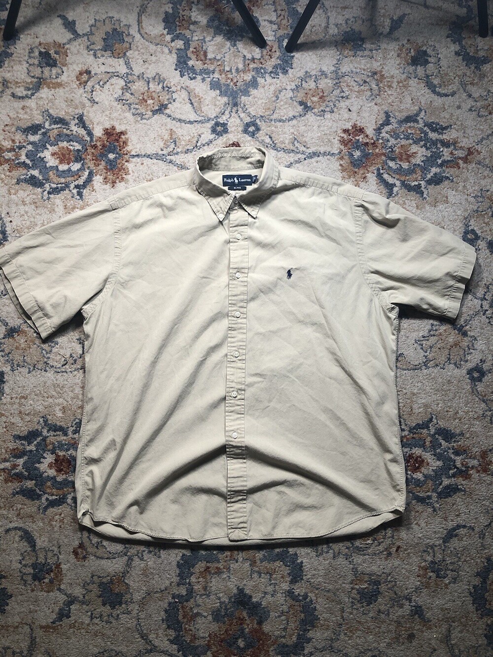 Ralph Lauren Blake Button Down Shirt Beige Shirt Sleeve Men’s Size XL Golf